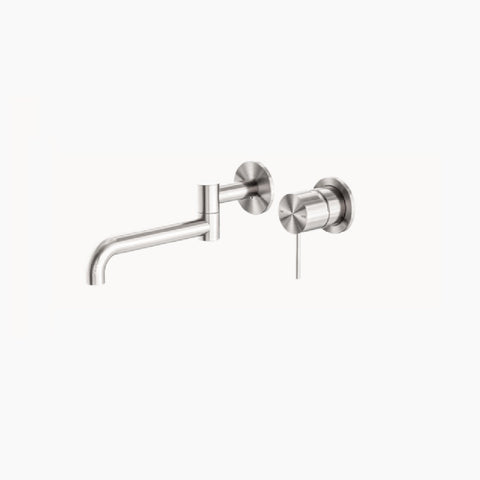 Nero Mecca Wall Basin/Bath Mixer Swivel Spout 225mm Brushed Nickel NR221910RBN