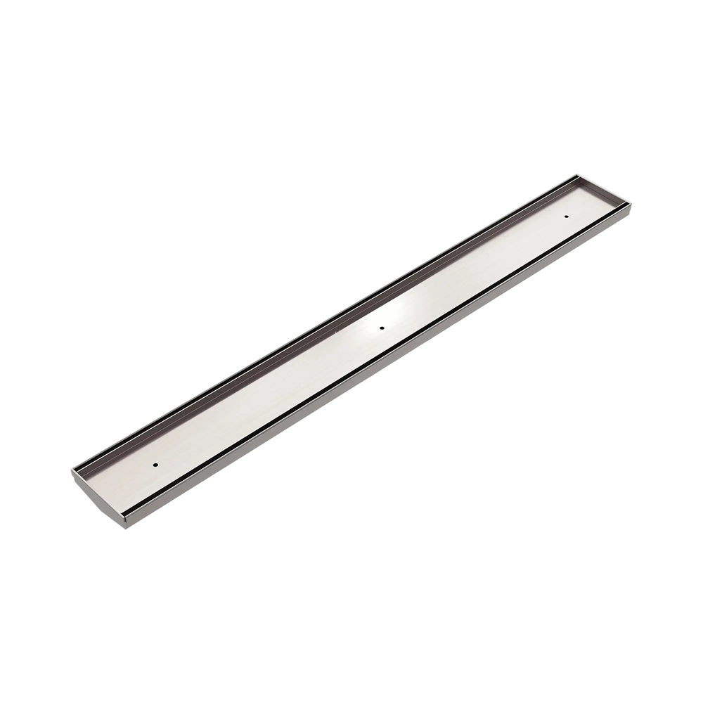 Nero Tile Insert V Channel Floor Grate No Outlet 800x106x80/90mm Brushed Nickel NRFG008BN