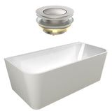 Seima Plati 130 Back to Wall Bath 1500mm Gloss White + Flexiwaste Overflow Kit & Pop-Out Waste Brushed Nickel 192857