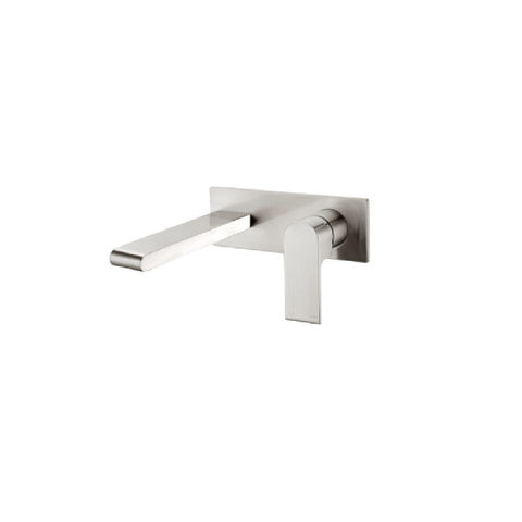 Nero Bianca Wall Basin/Bath Mixer 187mm Brushed Nickel NR321510ABN