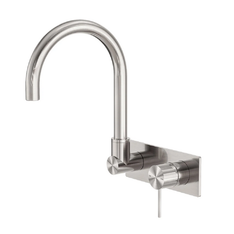 Nero Mecca Wall Basin / Bath Set Gooseneck Swivel Spout Trim Kits Only Brushed Nickel NR221910QTBN