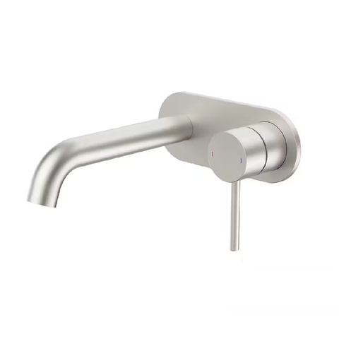 Caroma Liano II Wall Basin / Bath 175mm Mixer - Rounded Cover Plate -(Body & Trim) - Lead Free Brushed Nickel 96345BN6AF