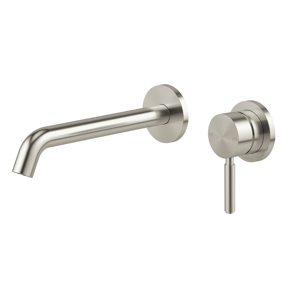 Phoenix Vivid Mkii Switchmix Wall Basin / Bath Mixer Set 200mm Fit-Off Kit Brushed Nickel 146-2812-40-1