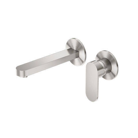 Amelie Royale Paddle Wall Basin/Bath Mixer w/Separate Plates 187mm Brushed Nickel (Full Kit) BDO301310BBN