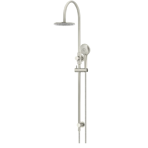 Meir Round Overhead Shower Rail - Three Function Hand Shower Set 200mm Brushed Nickel MZ0904-PVDBN