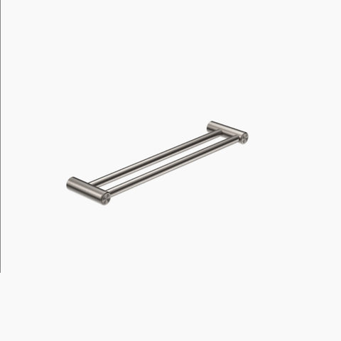 Nero Mecca Care 25mm Grab Double Towel Rail 600mm Brushed Nickel NRCR2524DBN