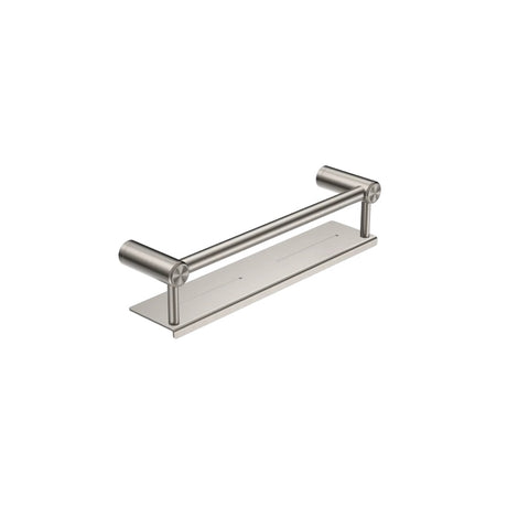 Nero Mecca Care 25mm Grab Rail With Shelf 450mm Brushed Nickel NRCR2518CBN