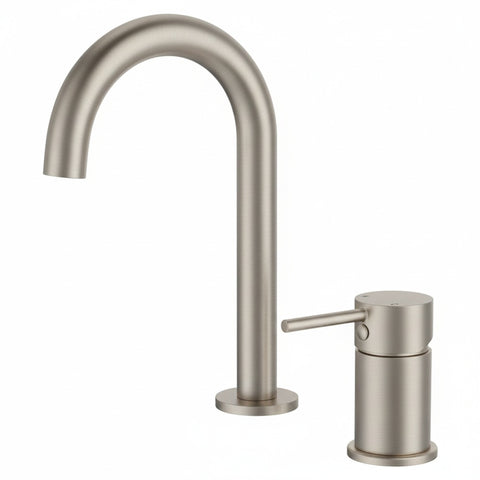 Fienza Kaya Round Hob Basin Mixer Set Lead Free Brushed Nickel 228117BN-LF