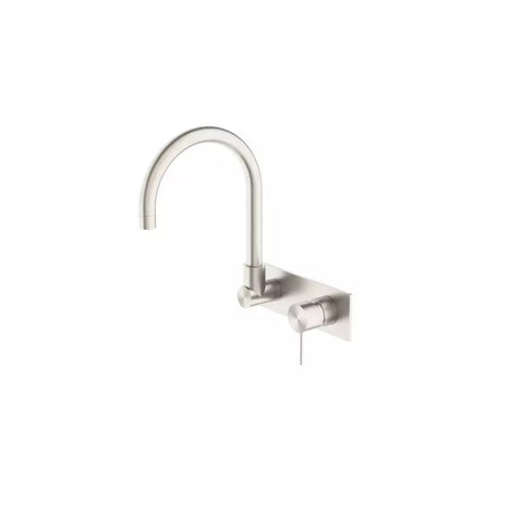 Nero Mecca Wall Basin/Bath Mixer Swivel Spout Brushed Nickel NR221910QBN