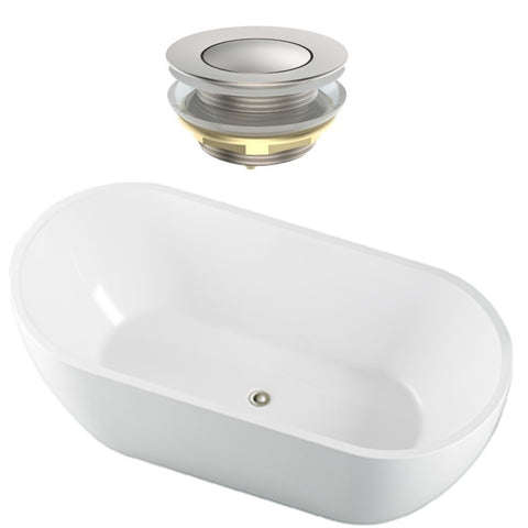 Seima Arko 120 Freestanding Bath 1500mm Matte White + Flexiwaste Overflow Kit & Pop-Out Waste Brushed Nickel 192829