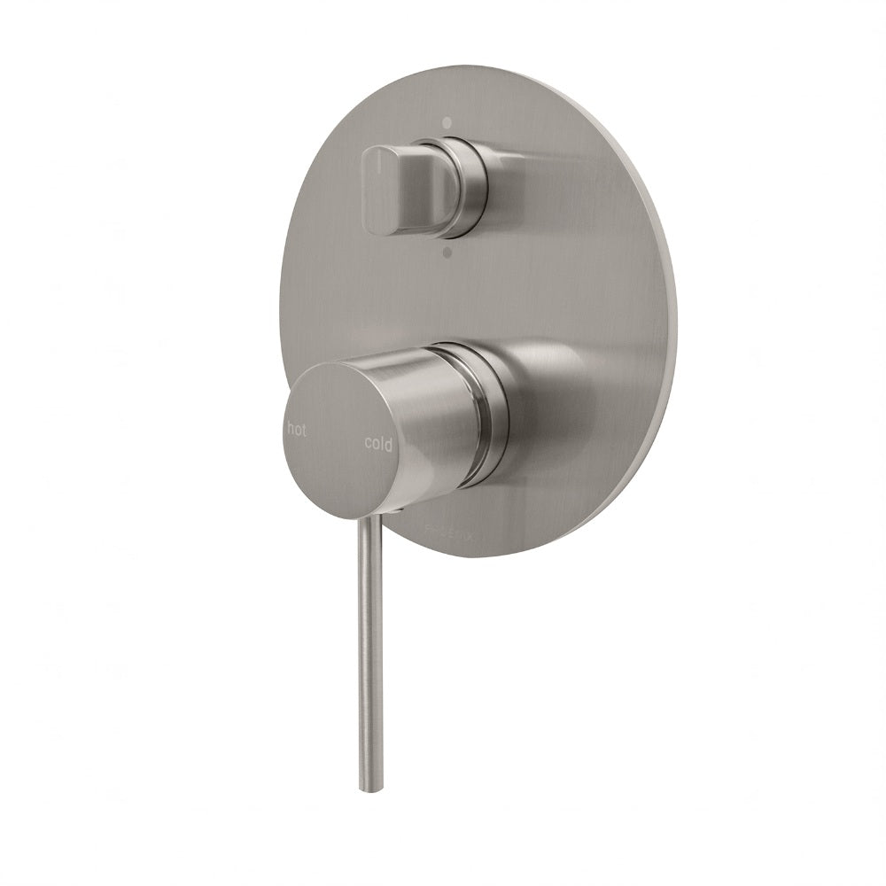 Phoenix Vivid Slimline Oval Switchmix Shower / Bath Diverter Mixer Brushed Nickel VV2910-40-1