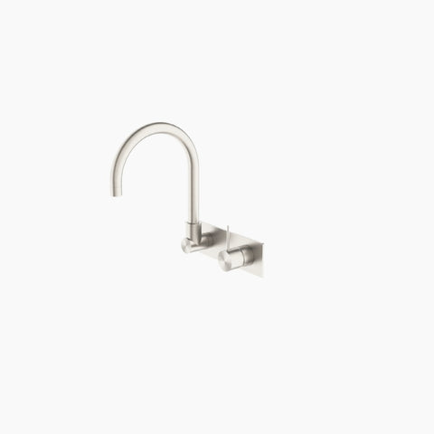 Nero Mecca Wall Basin/Bath Mixer Swivel Spout Handle Up Brushed Nickel NR221910PBN