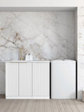 Otti Noosa Fluted Laundry Cabinet 1060mm White / Pure White Top LA-1060-NSW-PW