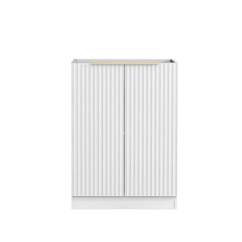 Otti Noosa Fluted Laundry Cabinet 1300mm White / Cloudy Carrara Top LA-1300-NSW-CA