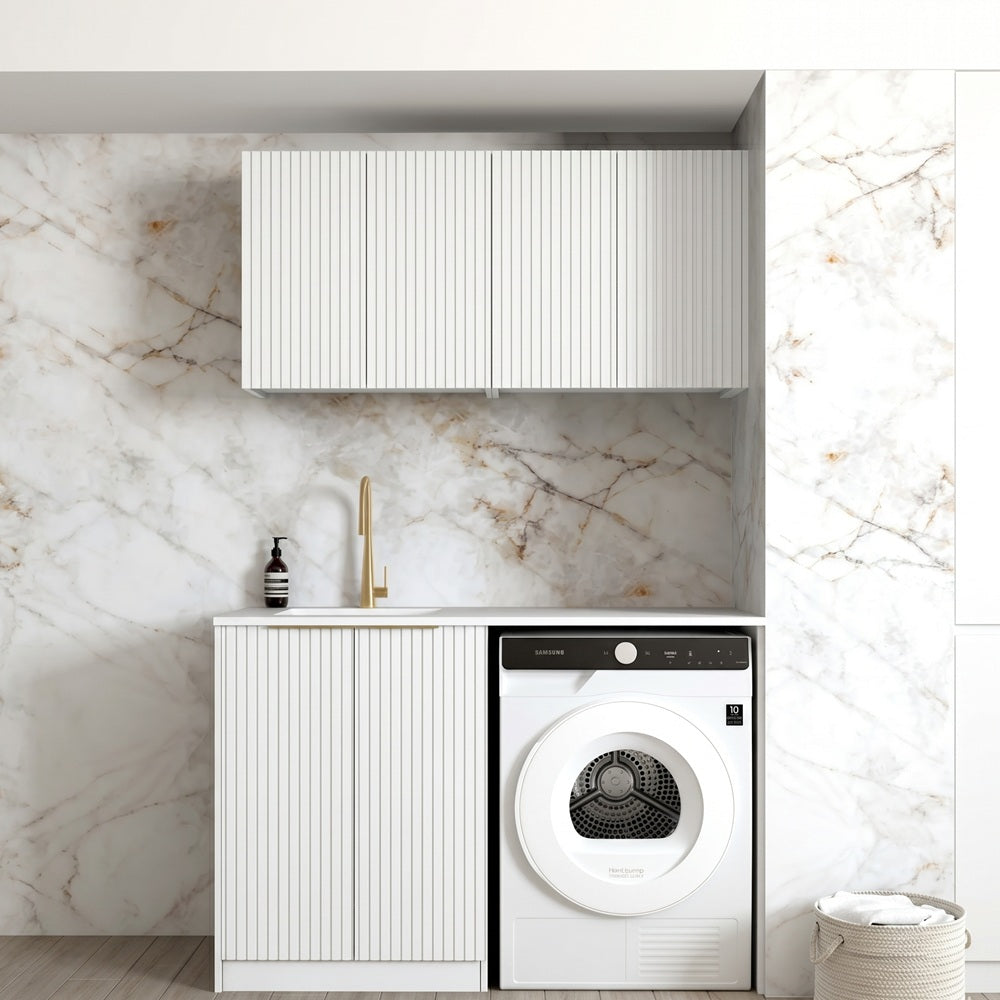 Otti Noosa Laundry Kit 1305B White / Natural Carrara Marble Top LA-1305B-NSW-NCA
