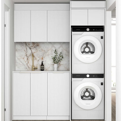 Otti Noosa Laundry Kit 1715C White / Natural Carrara Marble Top LA-1715C-NSW-NCA