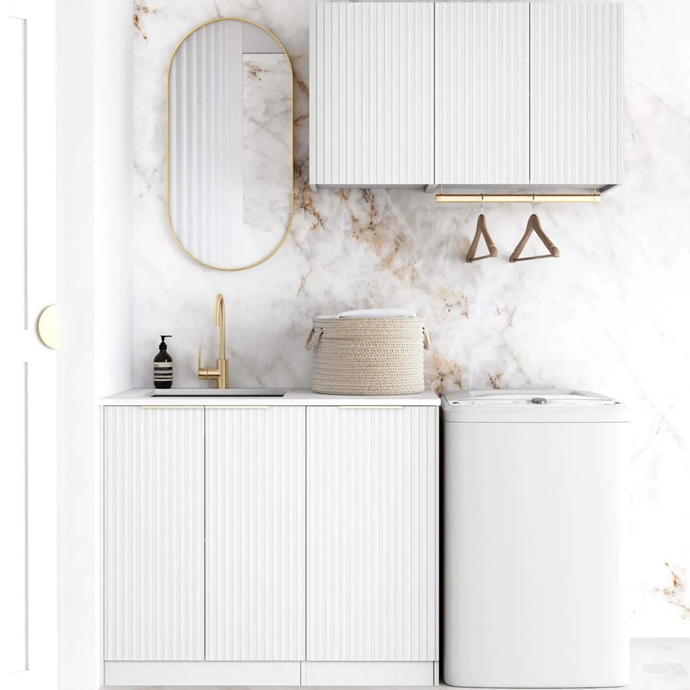 Otti Noosa Laundry Kit 1715A White / Natural Carrara Marble Top LA-1715A-NSW-NCA