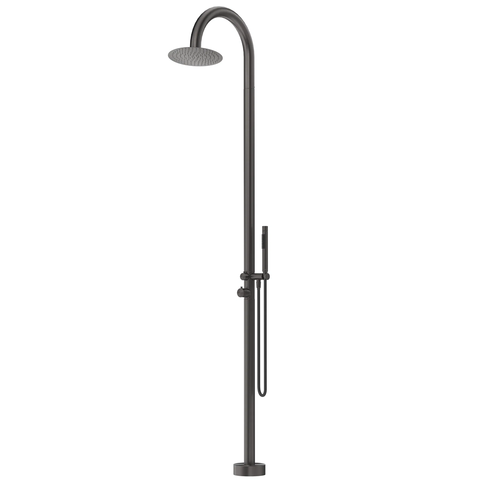 Bella Vista Mica Gooseneck Freestanding Outdoor Shower Gunmetal OS-5-GM