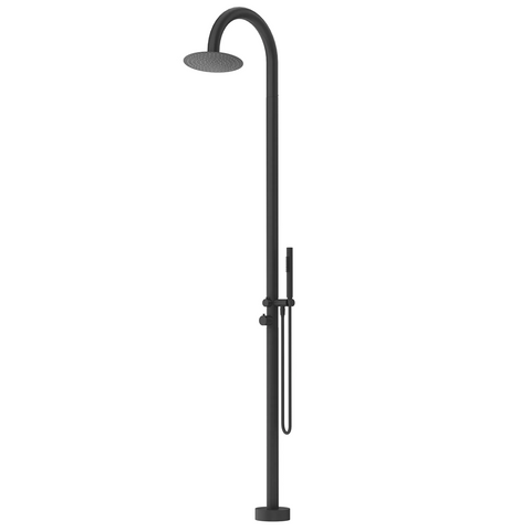 Bella Vista Mica Gooseneck Freestanding Outdoor Shower Black OS-5-BLK