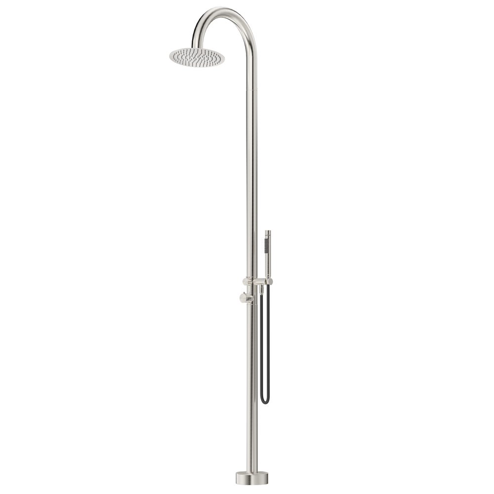 Bella Vista Mica Gooseneck Freestanding Outdoor Shower Brushed Nickel OS-5-BN