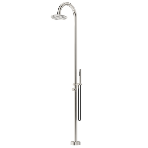 Bella Vista Mica Gooseneck Freestanding Outdoor Shower Brushed Nickel OS-5-BN