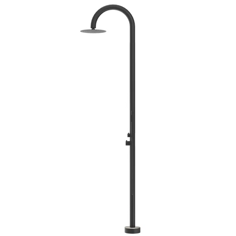 Bella Vista Mica Gooseneck Freestanding Outdoor Shower Black OS-5-BLK