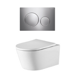 Oliveri Oslo Toilet Suite Wall Hung w/ Chrome Flush Plate Round Buttons White OS513RDPPCR