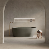 Nood Co Juno Freestanding Concrete Bathtub 1690mm Olive JU1-5-0-OL