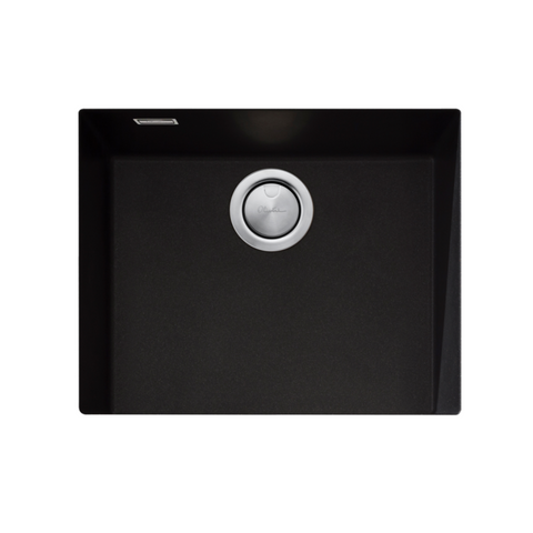 Oliveri Santorini Sink Large Bowl Undermount 540x480mm w/ Overflow Matte Black ST-MB1550U OF