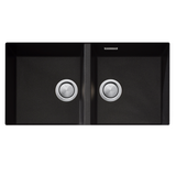 Oliveri Santorini Sink Double Bowl Undermount 840x480mm w/ Overflow Matte Black ST-MB1563U OF