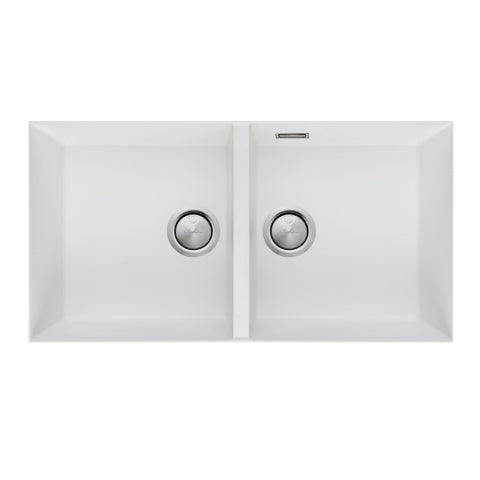 Oliveri Santorini Sink Double Bowl Undermount 840x480mm w/ Overflow White ST-WH1563U OF