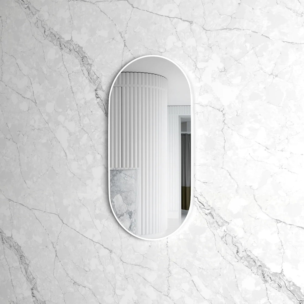 Otti Noosa Metal Framed Mirror 900x450mm Matte White MFMO9045W