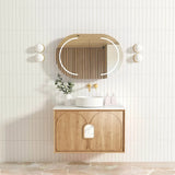 Otti Laguna Mk II Wall Hung Vanity 900mm Natural Woodland Oak w/ Pure White Top LGM900NSTUD-PW