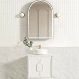 Otti Laguna Mk II Wall Hung Vanity 600mm Matte White w/ Undermount Natural Carrara Marble Top & Basin LGM600WSTUD-NCA-UB
