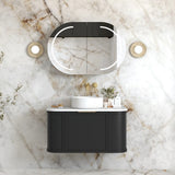 Otti Hampshire Curve Wall Hung Vanity 900mm Satin Black / Sand Dune Top BOH900BST-SD