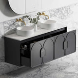 Otti Laguna Mk II Wall Hung Vanity 1500mm Black Oak w/ Pure White Top LGM1500BSTUD-PW