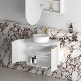 Otti Hampshire Wall Hung Curve Vanity 600mm Satin White w/ Natural Carrara Marble Top BOH600WST-NCA