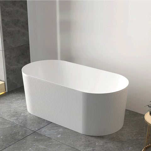 Otti Attica Noosa Freestanding Bath 1500mm w/ Overflow Matte White ANBT-1500-MW-OF