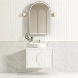 Otti Laguna Mk II Wall Hung Vanity 750mm Matte White w/ Cloudy Carrara Top LGM750WSTUD-CA
