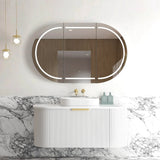 Otti Bondi Wall Hung Curve Vanity 1200mm Fluted Satin White w/ Cloudy Carrara Top BO1200WST-CA
