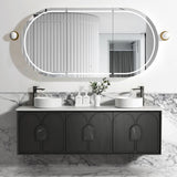 Otti Laguna Mk II Wall Hung Vanity 1800mm Black Oak w/ Natural Carrara Marble Top LGM1800BSTUD-NCA