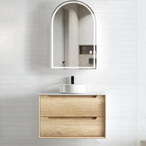 Otti Byron Wall Hung Vanity 750mm Natural Oak w/ Undermount Natural Carrara Marble Top & Basin BY750NSTUD-NCA-UB