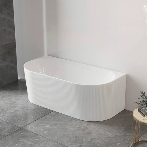 Otti Attica Noosa Freestanding Bath 1700mm Back to Wall Multi-fit w/ Overflow Matte White ANBT-BW-1700-MW-OF