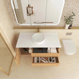 Otti Byron Wall Hung Vanity Fluted 1200mm Woodland Oak w/ Ceramic Top BYW1200LCT