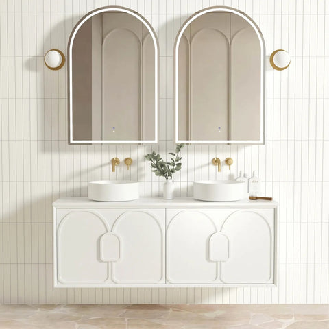 Otti Laguna Mk II Wall Hung Vanity 1500mm Matte White w/ Pure White Top LGM1500WSTUD-PW