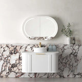Otti Hampshire Curve Wall Hung Vanity 900mm Satin White / Sand Dune Top BOH900WST-SD