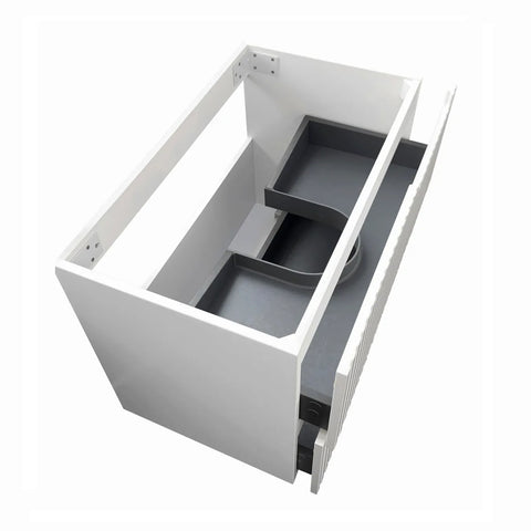 Otti Noosa Wall Hung Vanity 900mm Satin White w/ Undermount Natural Carrara Marble Top & Basin NS900WSTUD-NCA-UB