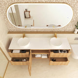 Otti Byron Wall Hung Cabinet Only Fluted 1800mm Woodland Oak BYW1800L