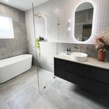 Otti Byron Wall Hung Vanity 1200mm Black Oak w/ Matte White Top BY1200BSTUD-MW