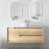 Otti Byron Wall Hung Vanity 1200mm (10 O'Clock Taphole) Natural Oak / Mont Blanc Top BY1200NST-CA-10TH